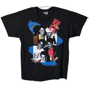 Vintage New Kids on the Block black t-shirt DISTRESSED Large No More Games NKOTB
